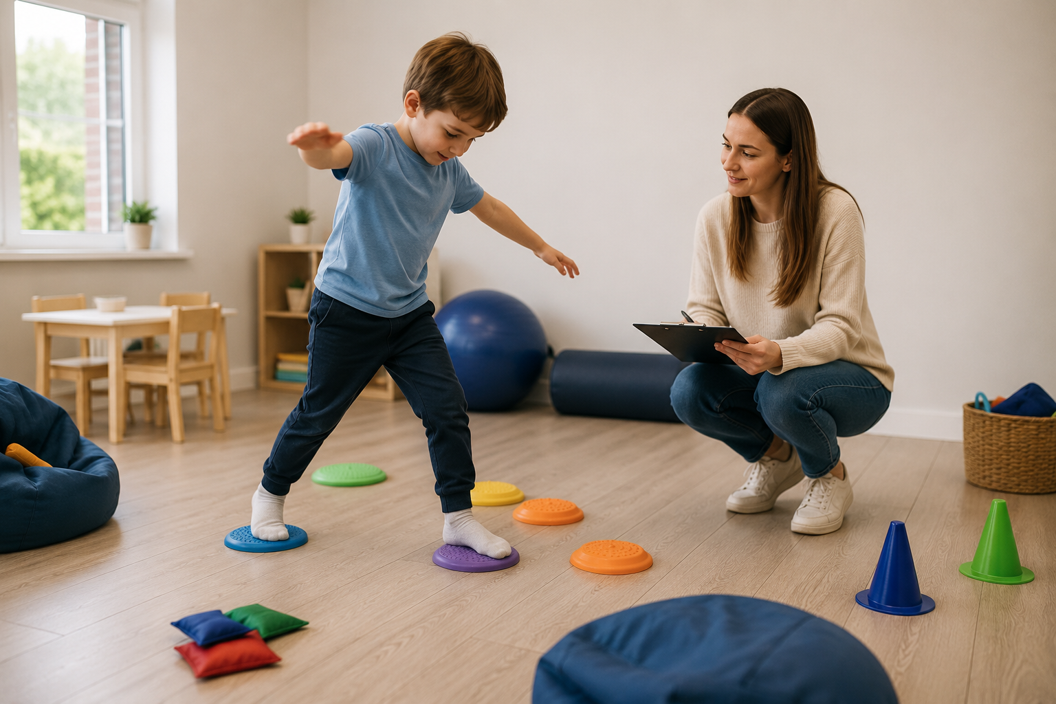 Child taking part in a movement activity to support coordination