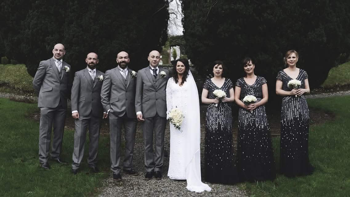 The white crochet wedding dress made from squares of crocheted flowers